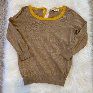 LOFT wool sweater with keyhole tie, S
